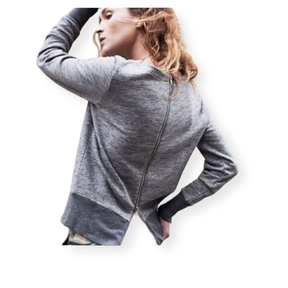 Madewell Sweater Women’s Size XS Crewneck Zip Up Back Minimalist Neutral Gray - Picture 2 of 11